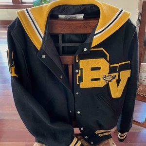 BVHS Blue Valley High School Women's Girls Letterman Letter Jacket